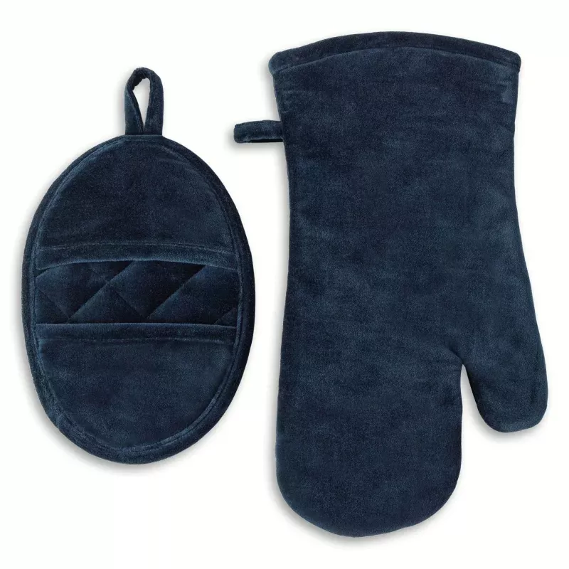 thyme-table-2-pack-kitchen-set-oven-mitt-potholder-blue-velvet Thyme & Table 2-Pack Kitchen Set Oven Mitt and Potholder, Blue Velvet