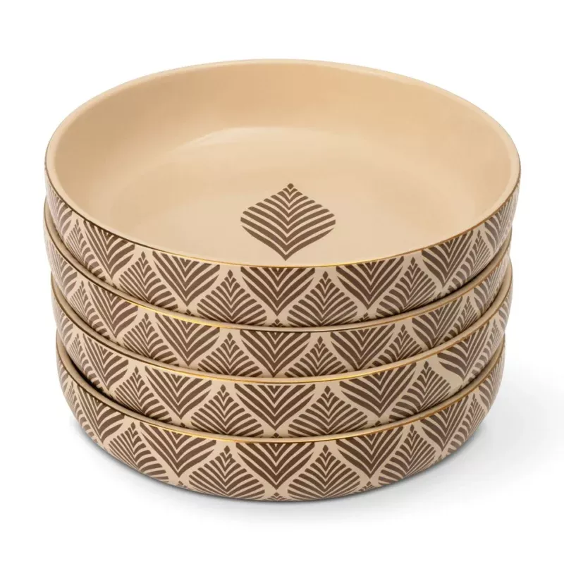 thyme-table-4-pack-stoneware-low-bowls-ocee-leaf Thyme & Table 4-Pack Stoneware Low Bowls, Ocee Leaf
