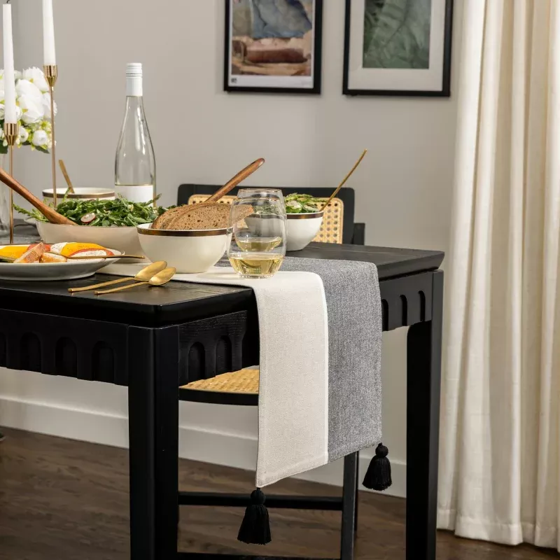 thyme-table-table-runner-tan-black-14-x-72 Thyme & Table Table Runner,Tan and Black, 14 x 72″