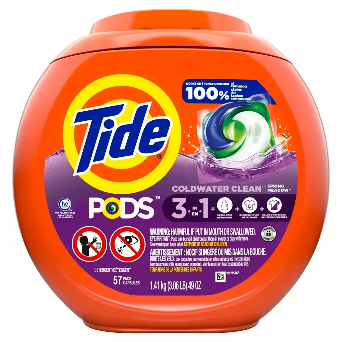 tide-pods-he-compatible-liquid-laundry-detergent-soap-pacs-57-count-spring-meado Tide - PODS HE Compatible Liquid Laundry Detergent Soap Pacs 57 Count, Spring Meadow - Case of 4