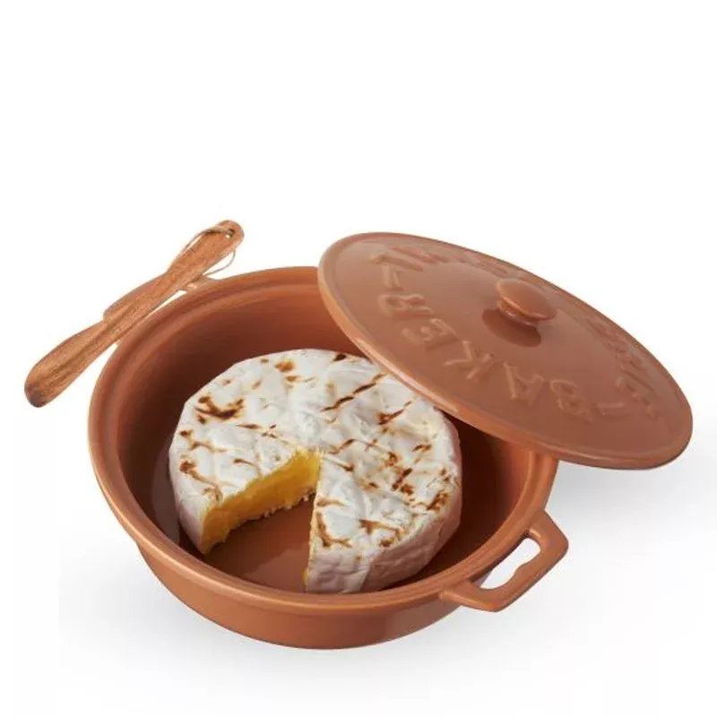 true-brie-baker-wood-spreader-glazed-terra-cotta TRUE BRIE BAKER & WOOD SPREADER GLAZED TERRA COTTA
