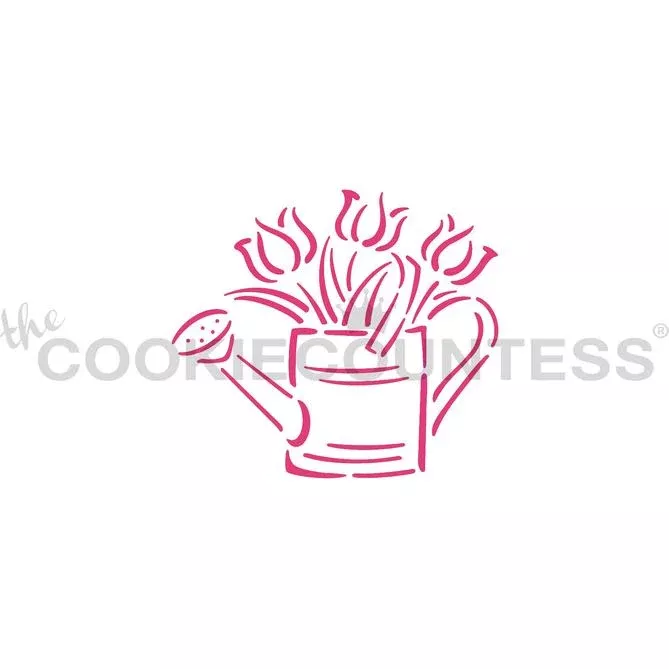 tulips-in-watering-can-paint-your-own-stencil Tulips In Watering Can Paint Your Own Stencil