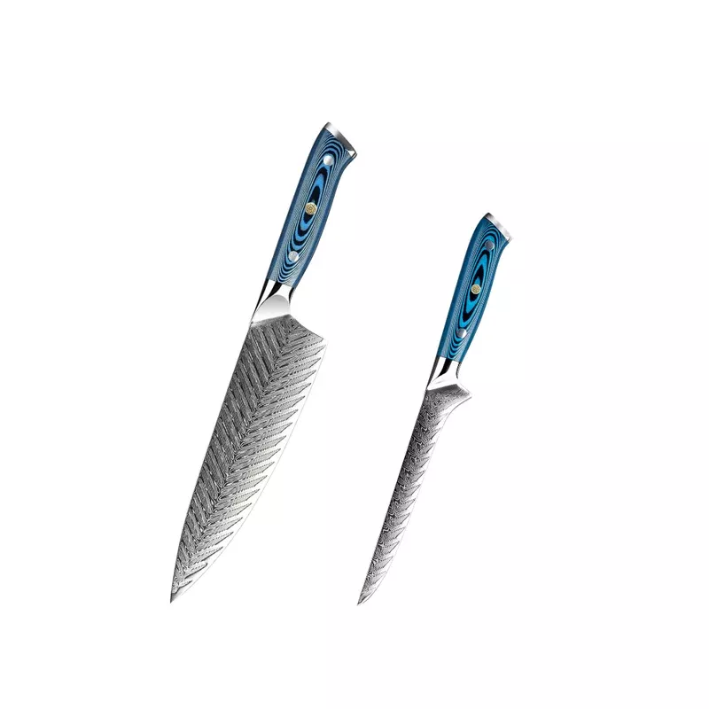 unique-knife-set-73-layer-damascus-steel-blue-handle-h244 Unique Knife Set 73-Layer Damascus Steel & Blue Handle H244