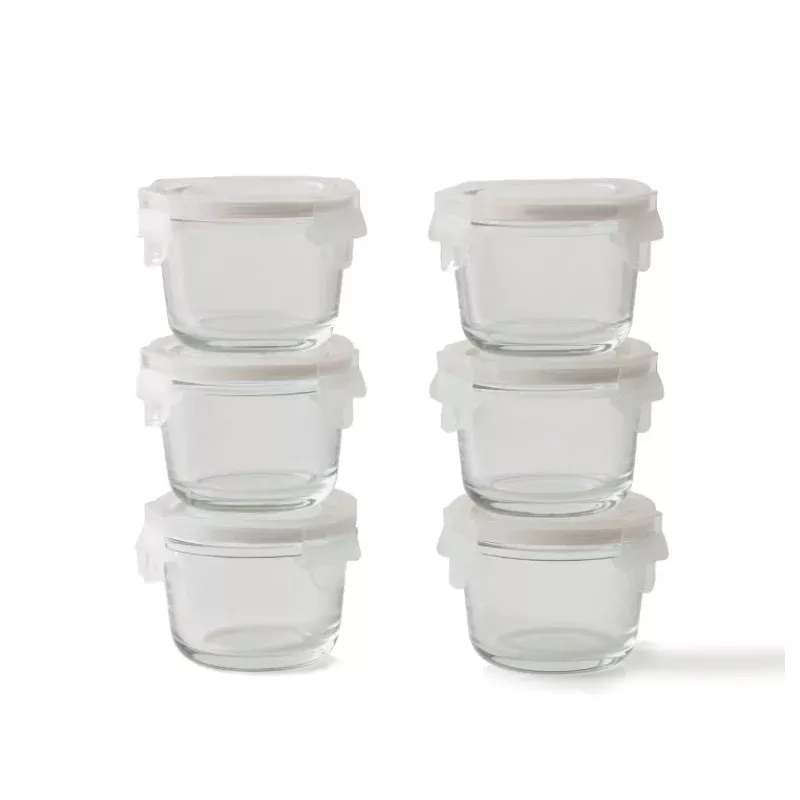 Vanilla Round Mini Glass Container 6 Set