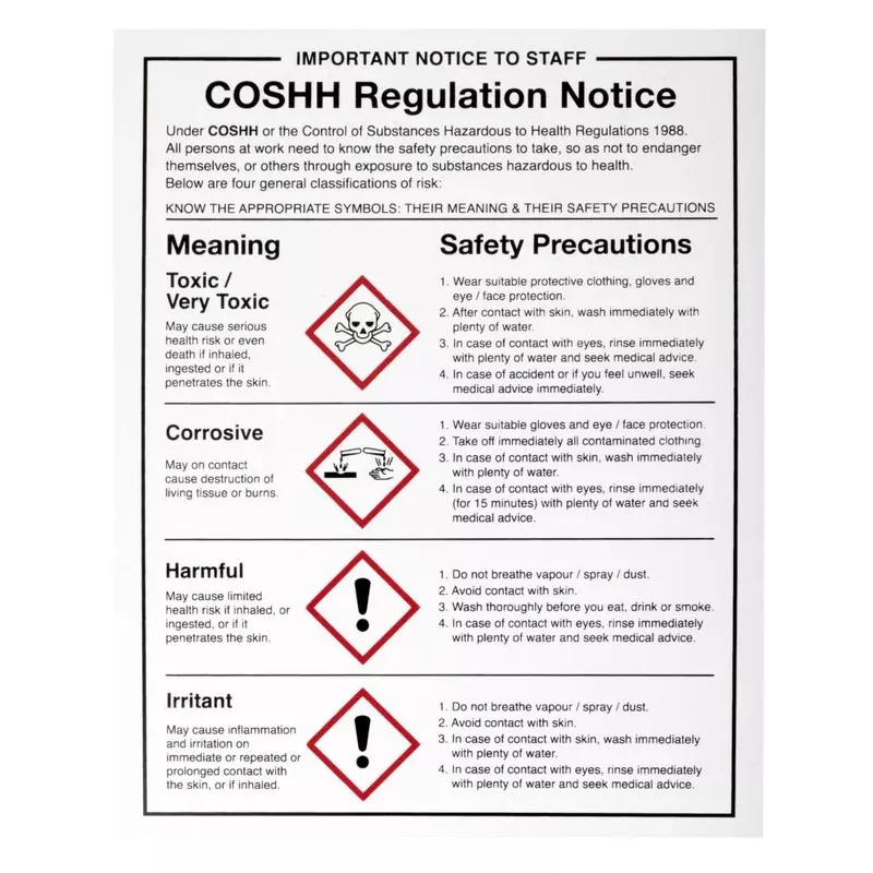vogue-coshh-regulations-sign-w396 Vogue COSHH Regulations Sign – W396