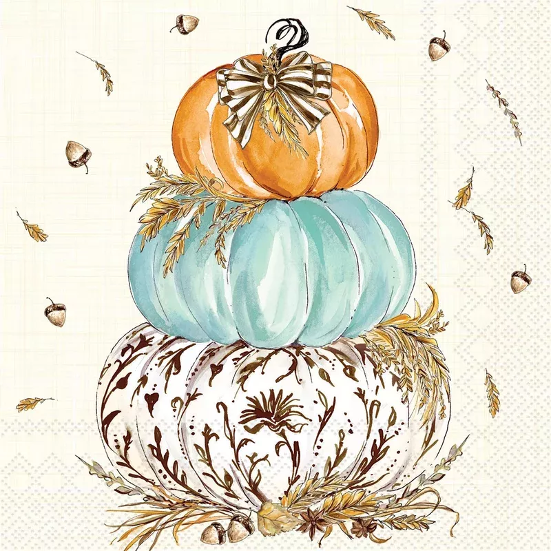 whimsical-wheat-pumpkins-cocktail-napkin Whimsical Wheat Pumpkins Cocktail Napkin