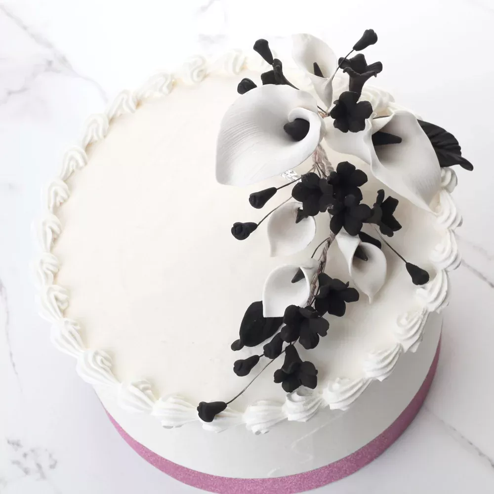 white-black-calla-lily-spray-single White & Black Calla Lily Spray - (Single)