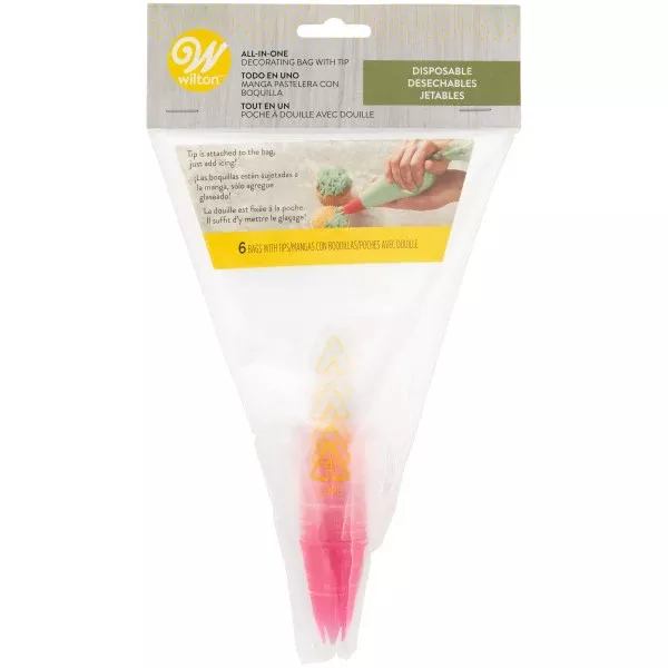 Wilton 1M All-In-One Disposable Decorating Bags with Tips – 6 Count