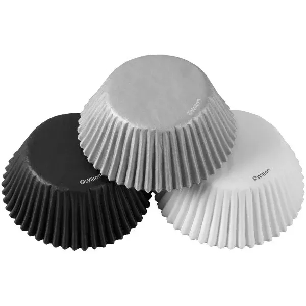 Wilton Black, Silver and White Cupcake Liners, 75-Count