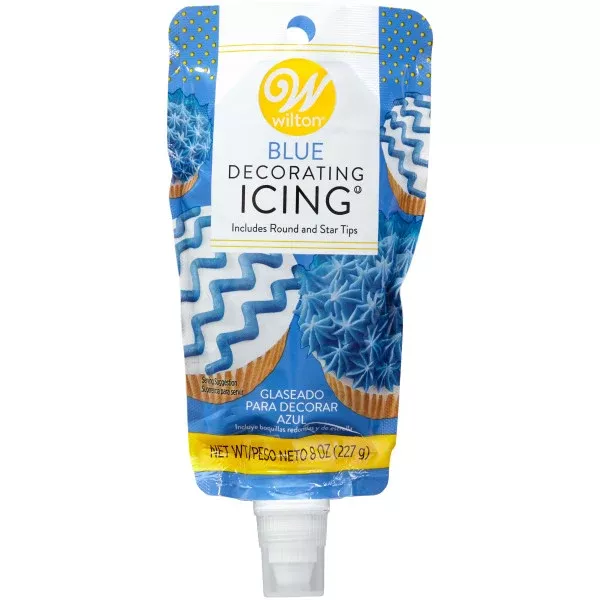 wilton-blue-icing-pouch-with-tips-8-oz Wilton Blue Icing Pouch with Tips, 8 oz.