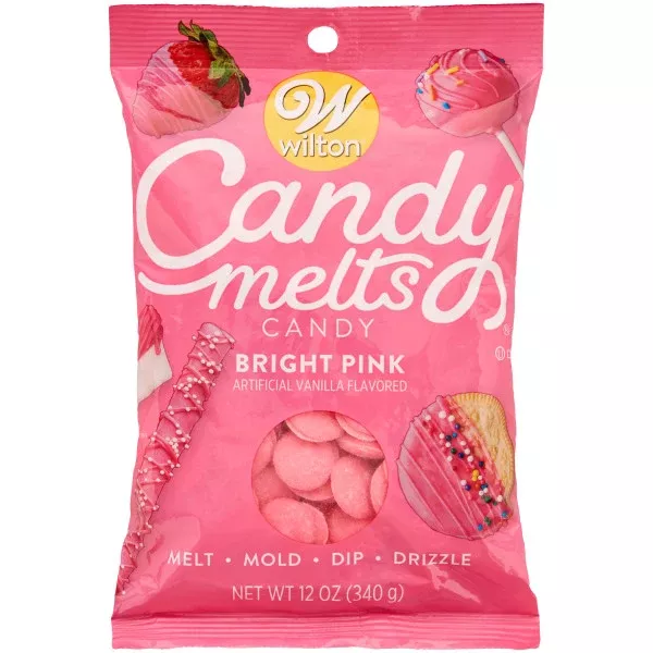 wilton-candy-melts-bright-pink-candy-12-oz Wilton Candy Melts Bright Pink Candy, 12 oz.