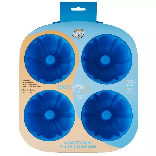 wilton-easy-flex-mini-silicone-fluted-bundt-tube-pan-4-cavity Wilton Easy-Flex Mini Silicone Fluted Bundt Tube Pan, 4-Cavity