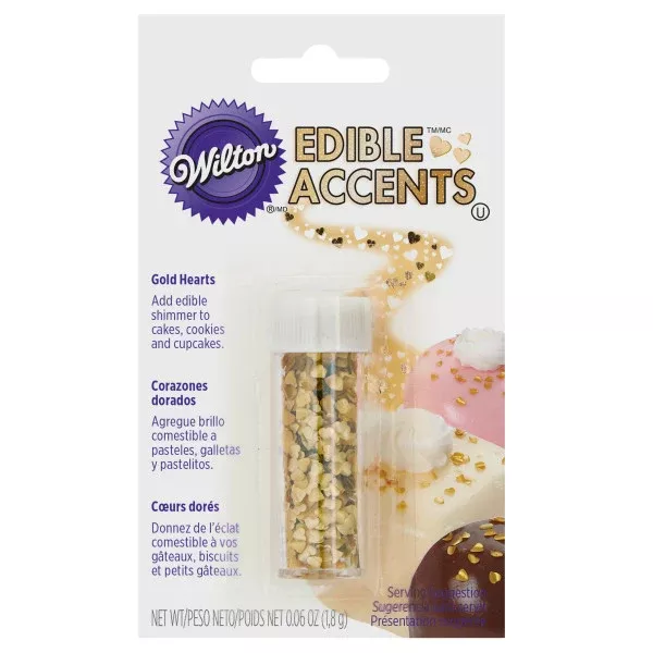 Wilton Gold Heart Edible Accents – 0.06 oz.