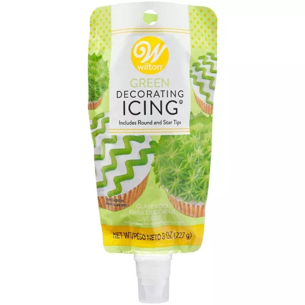 wilton-green-icing-pouch-with-tips-8-oz Wilton Green Icing Pouch with Tips, 8 oz.