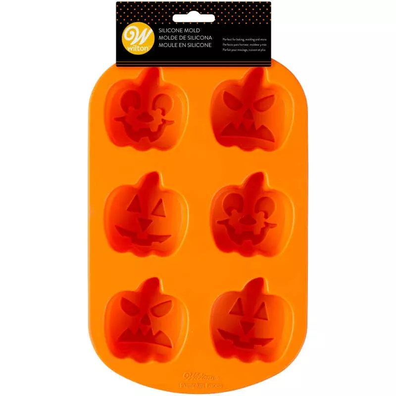 wilton-jack-o-lantern-pumpkin-silicone-mold-6-cavity-baking-mold Wilton Jack-O-Lantern Pumpkin Silicone Mold, 6-Cavity Baking Mold