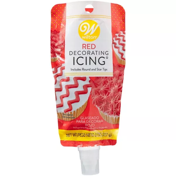 Wilton Red Icing Pouch with Tips, 8 oz.