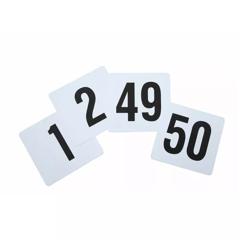 winco-tbn-50-plastic-flat-table-number-card-set-numbers-1-50 Winco TBN-50 Plastic Flat Table Number Card Set Numbers 1-50