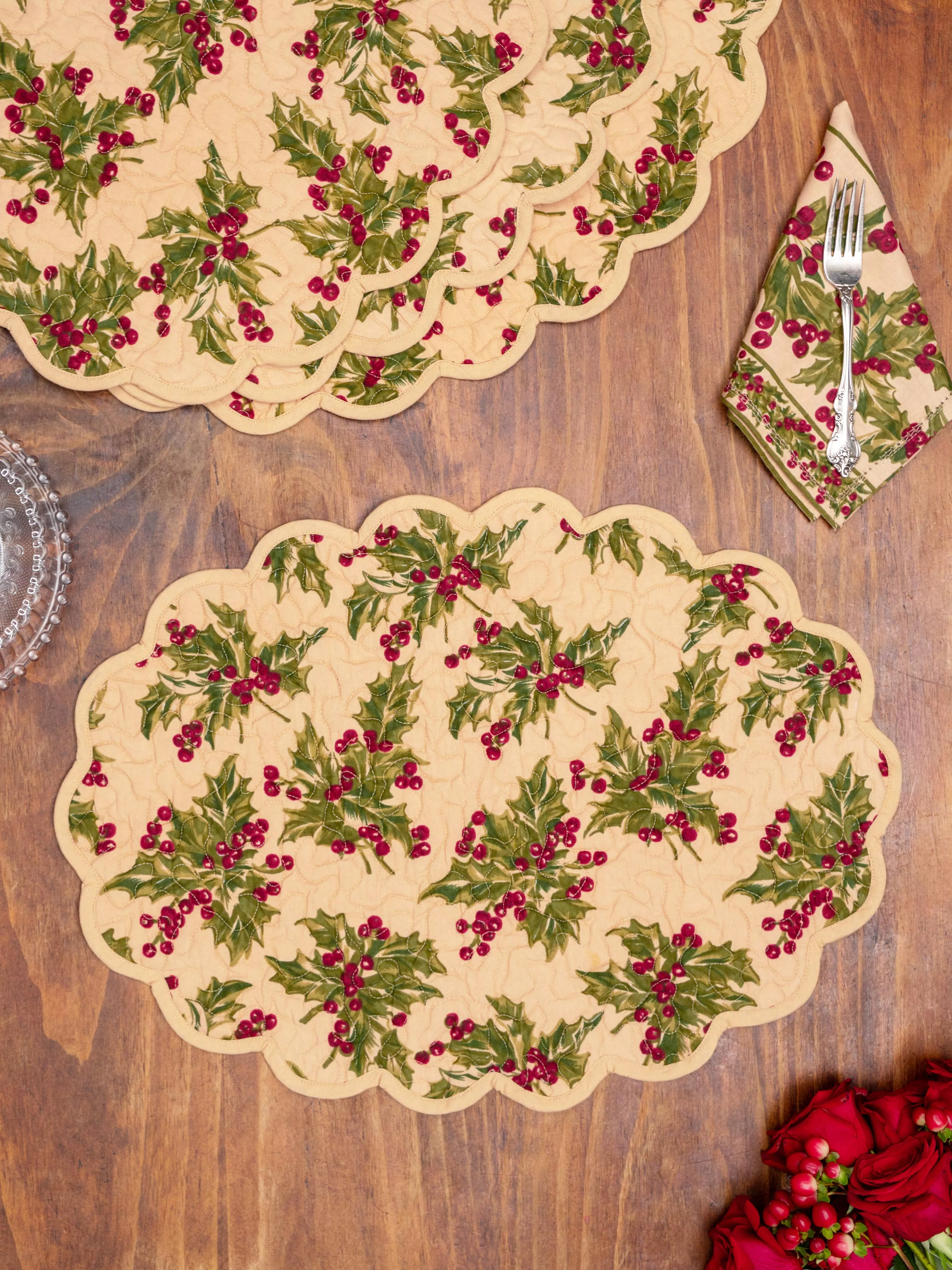 winterberry-quilted-placemat-dark-ecru Winterberry Quilted Placemat- Dark Ecru