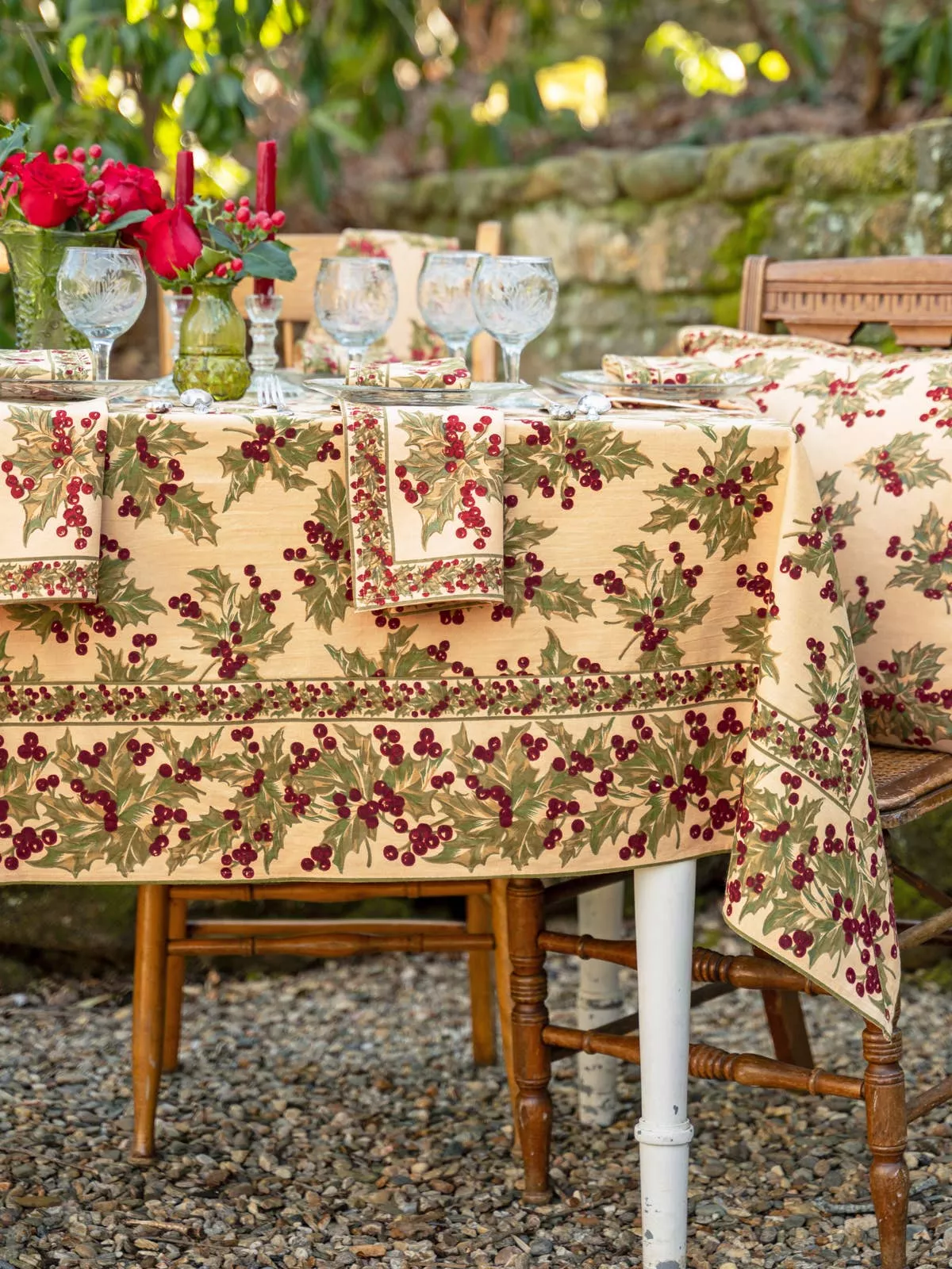 winterberry-tablecloth-dark-ecru-54x54 Winterberry Tablecloth - Dark Ecru: 54X54