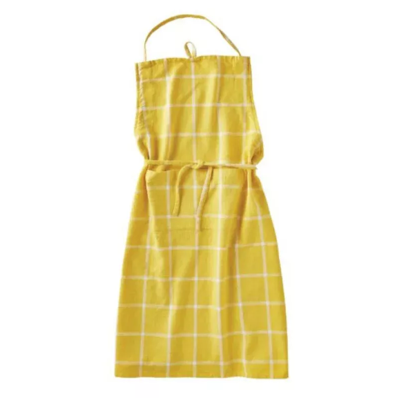 yellow-classic-check-slub-apron Yellow Classic Check Slub Apron