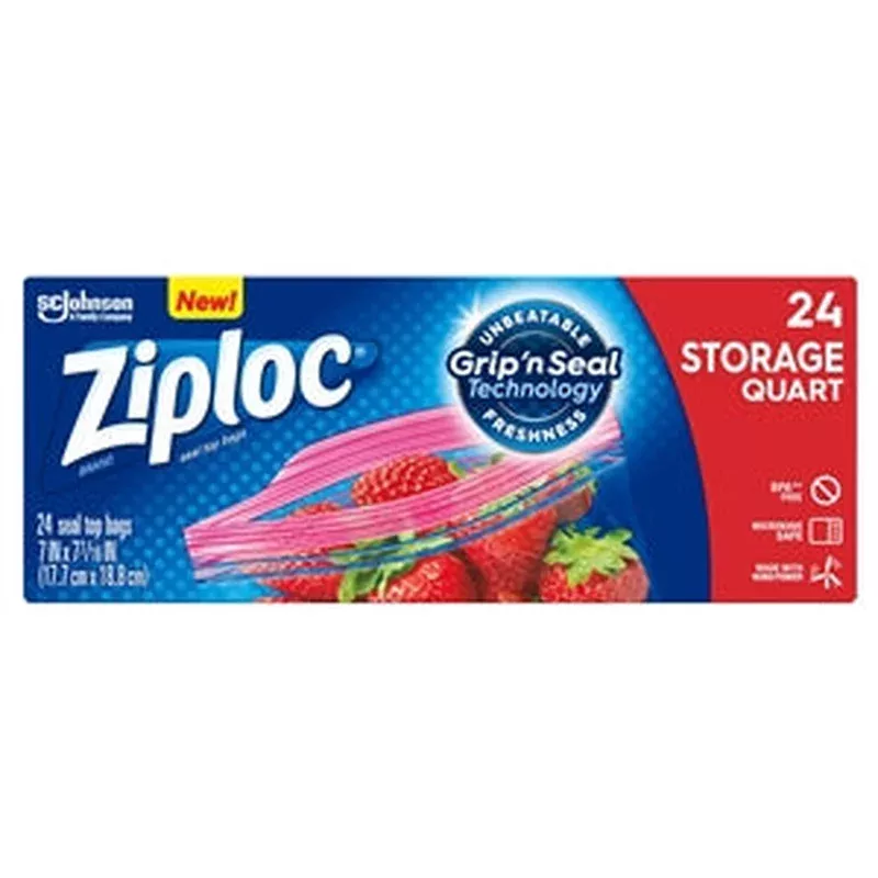 ziploc-quart-storage-bag-24-count-12-case Ziploc Quart Storage Bag-24 Count-12/Case